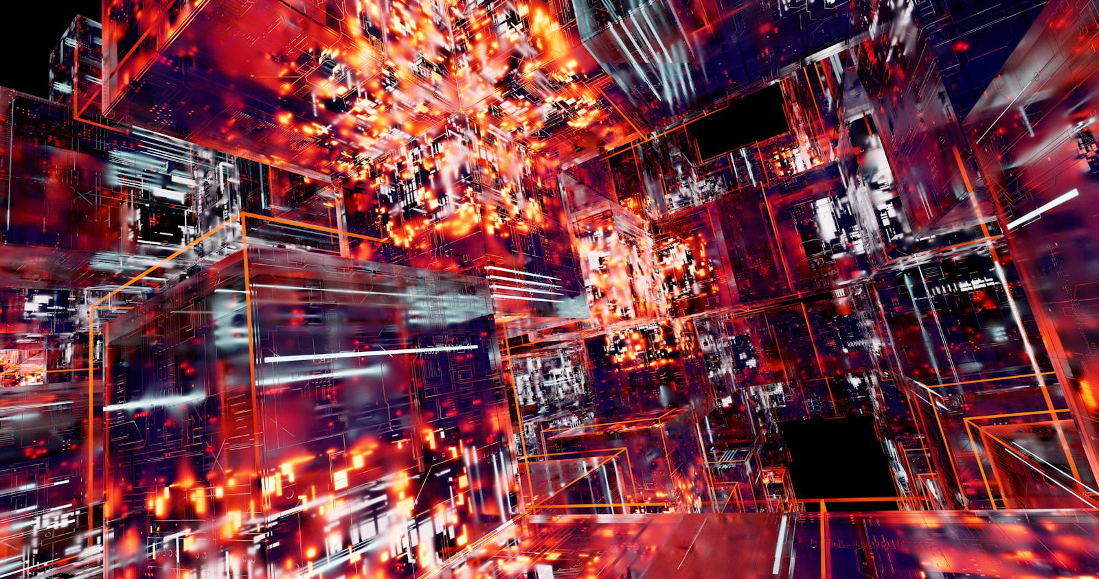 Abstract red futuristic digital grid